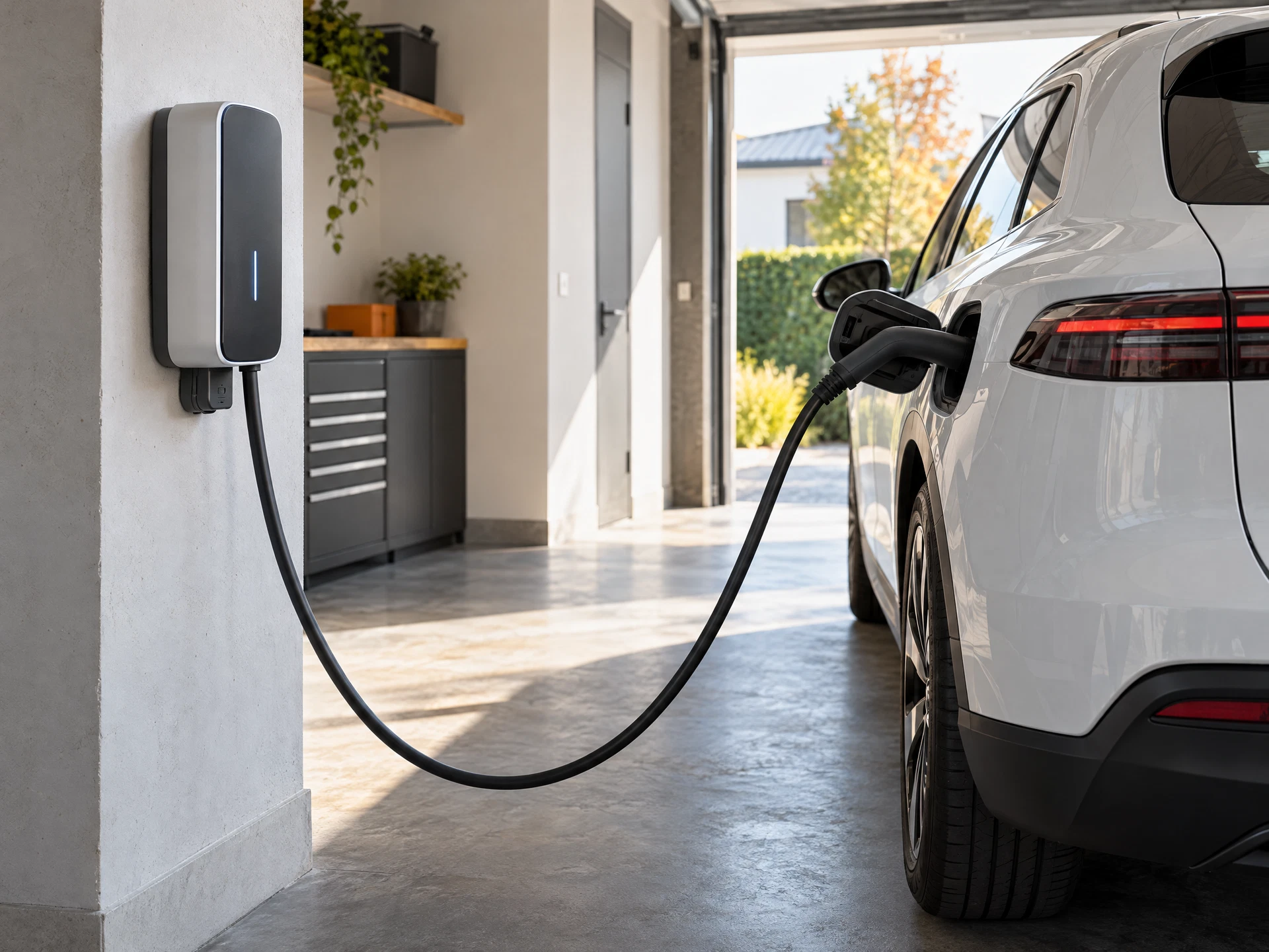 Borne de recharge pour véhicule électrique installée à domicile