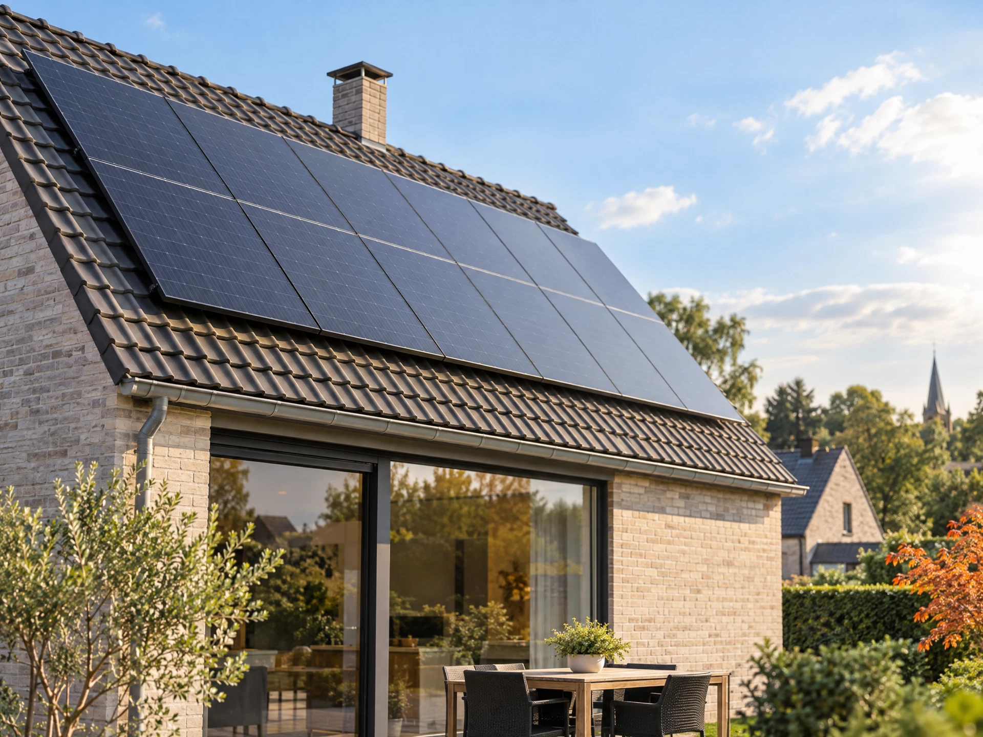 Panneaux photovoltaïques installés sur un toit résidentiel